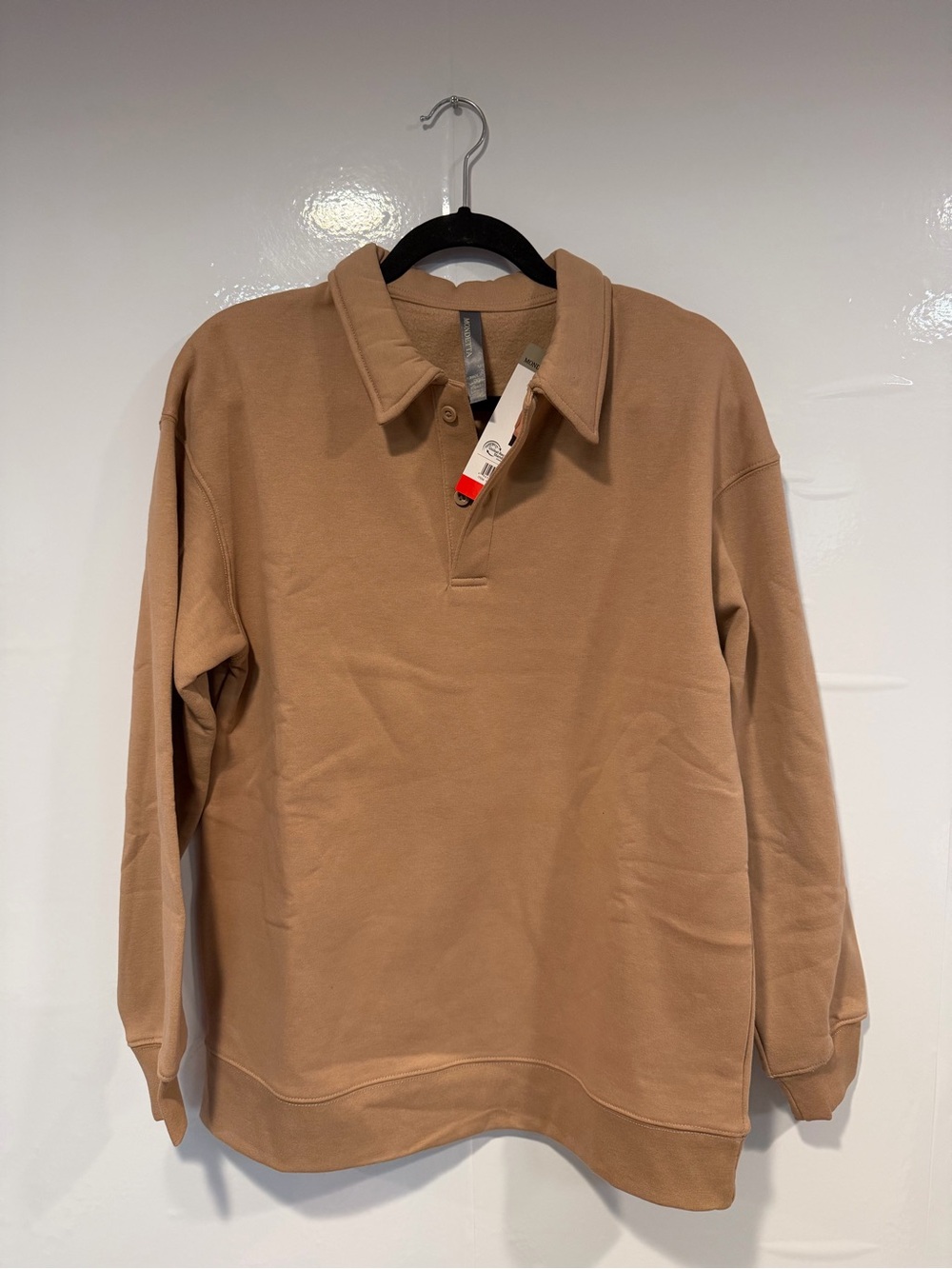 New Mondetta Tan Long-Sleeve Polo Sweatshirt